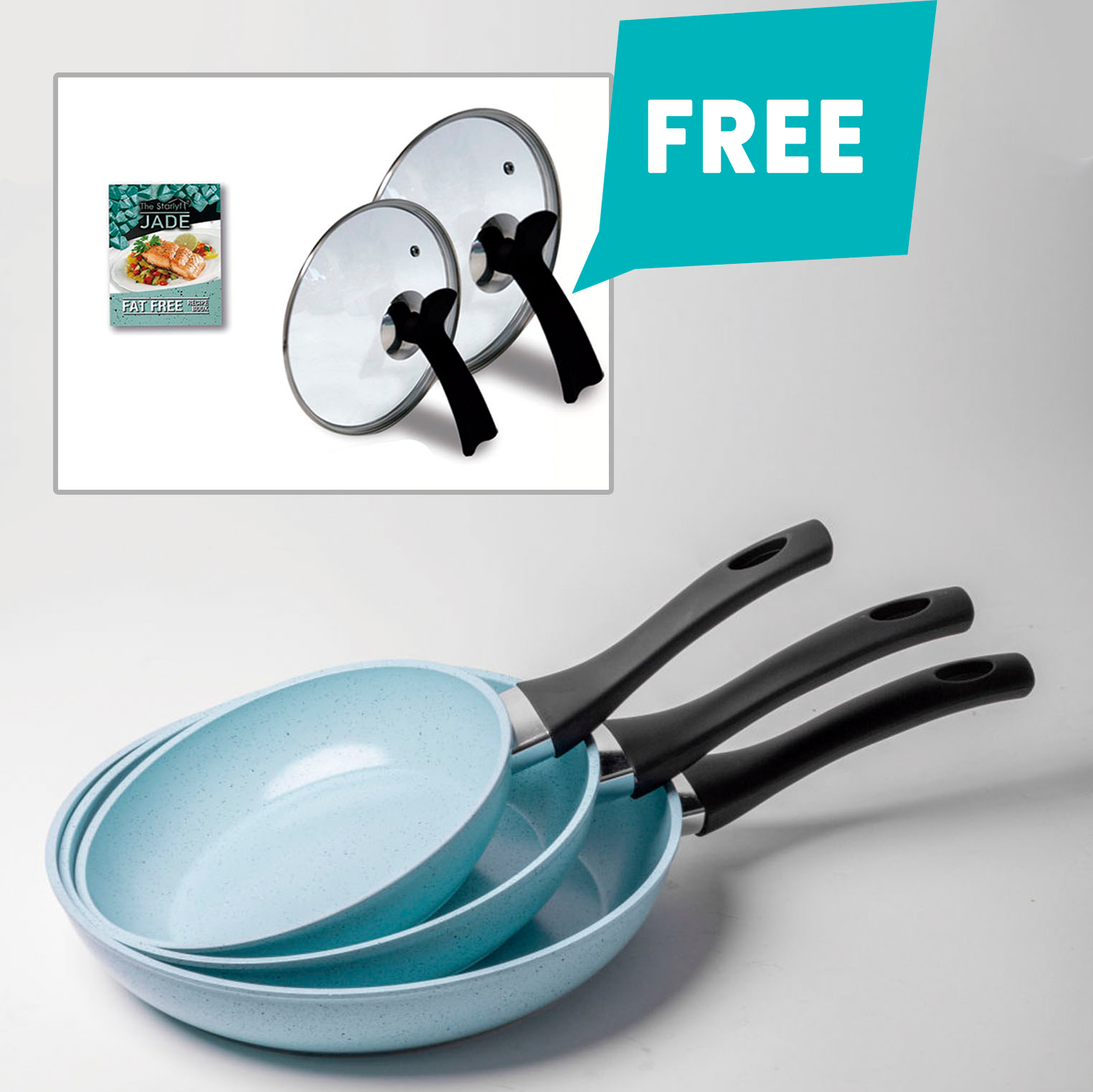 Jade Pans | The non-stick aluminum coated pan set with ceramic and jade powder that make any meal quick and tasty!